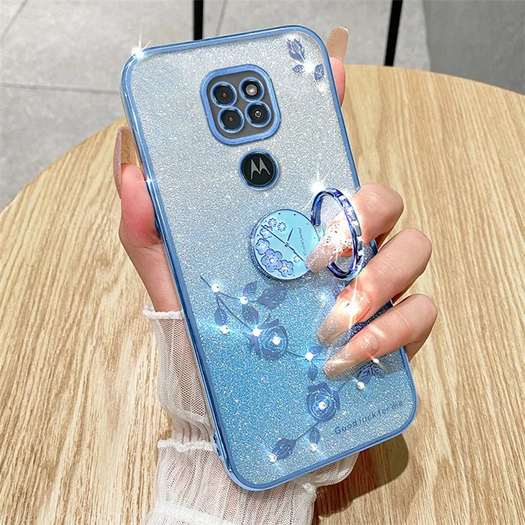 KADEM For Motorola Moto G9 Play Case Glitter Gradient TPU Phone Cover with Ring Kickstand