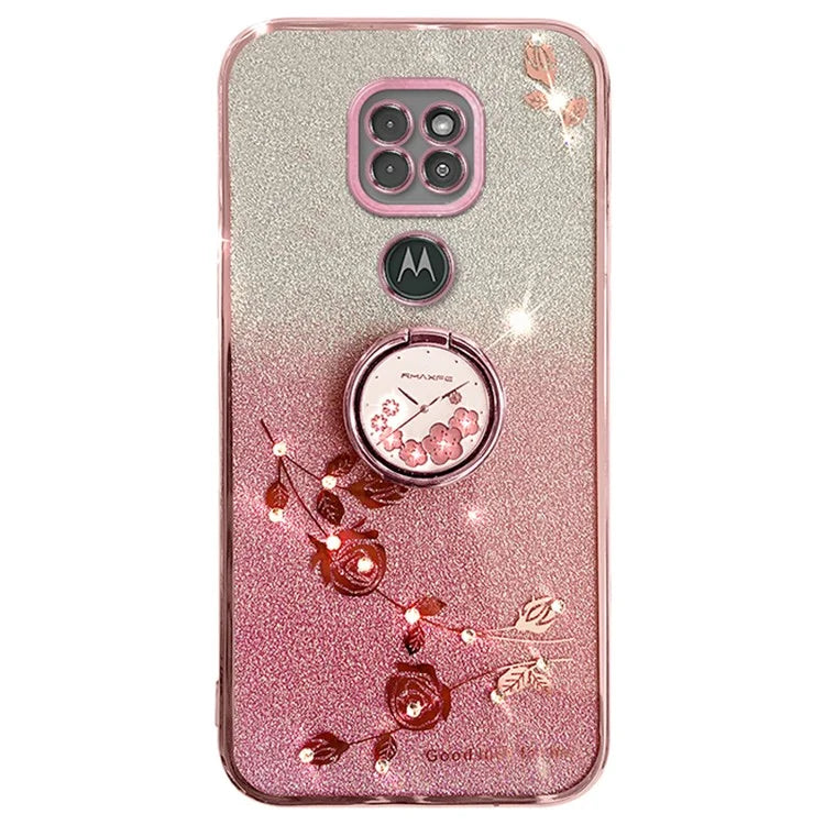 KADEM For Motorola Moto G9 Play Case Glitter Gradient TPU Phone Cover with Ring Kickstand
