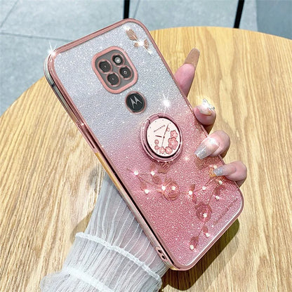 KADEM For Motorola Moto G9 Play Case Glitter Gradient TPU Phone Cover with Ring Kickstand