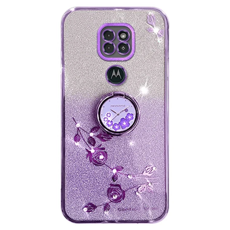 KADEM For Motorola Moto G9 Play Case Glitter Gradient TPU Phone Cover with Ring Kickstand