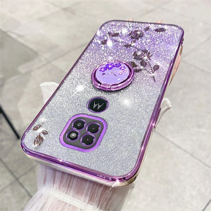 KADEM For Motorola Moto G9 Play Case Glitter Gradient TPU Phone Cover with Ring Kickstand