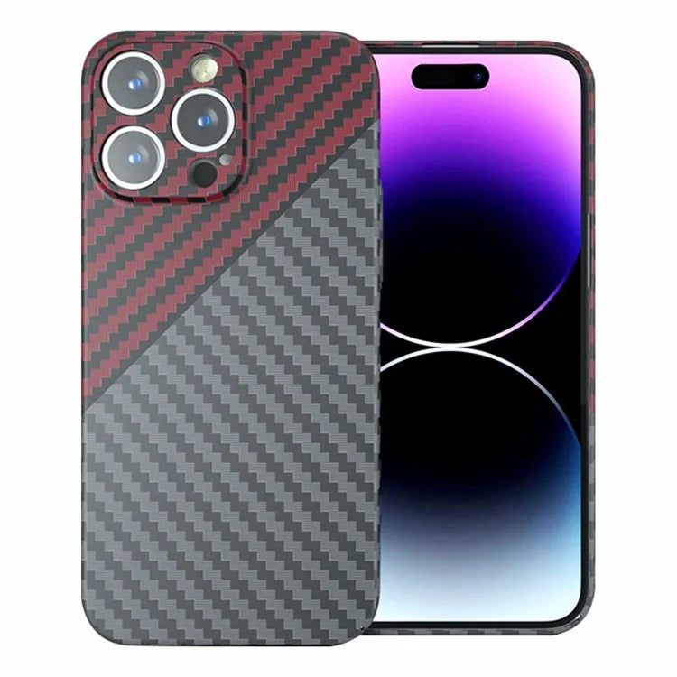 For iPhone 14 Pro Case Splicing Color Hard PC Drop-proof Phone Back Cover+Red