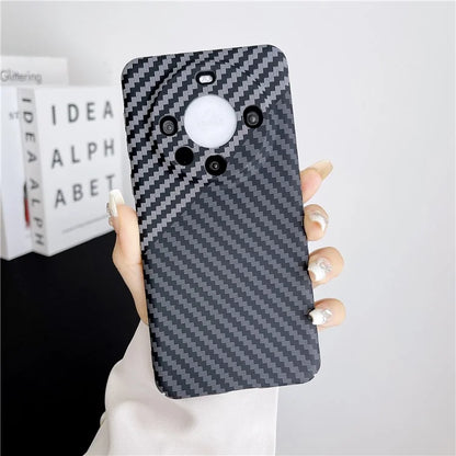 For Huawei Mate 60 Pro Case Hard PC Carbon Fiber Texture Mobile Phone Cover