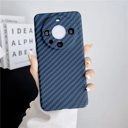For Huawei Mate 60 Pro Case Hard PC Carbon Fiber Texture Mobile Phone Cover