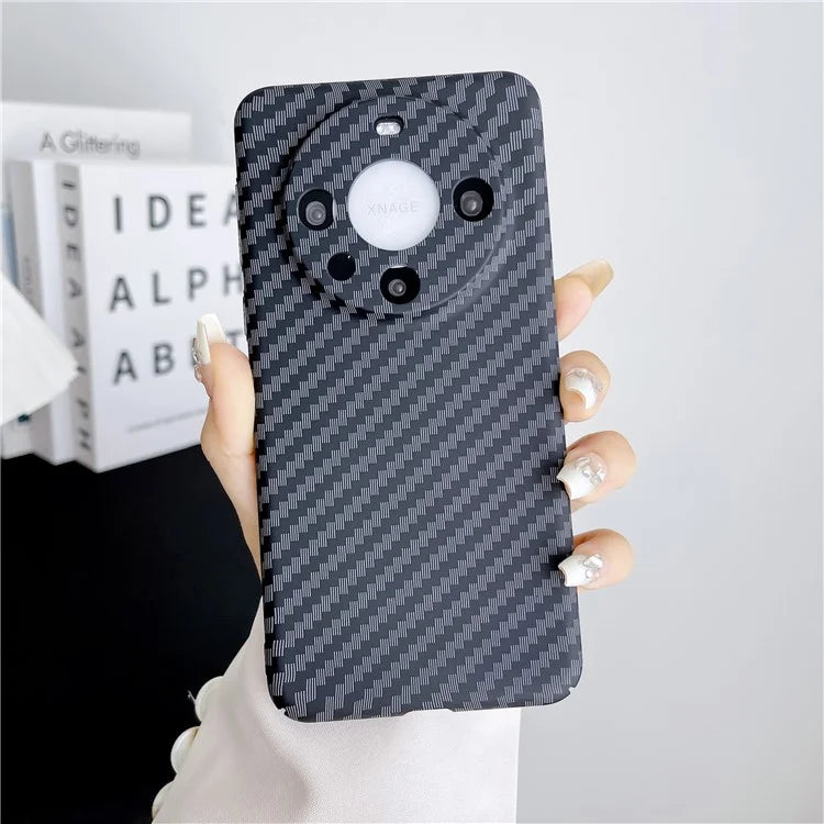 For Huawei Mate 60 Pro Case Hard PC Carbon Fiber Texture Mobile Phone Cover