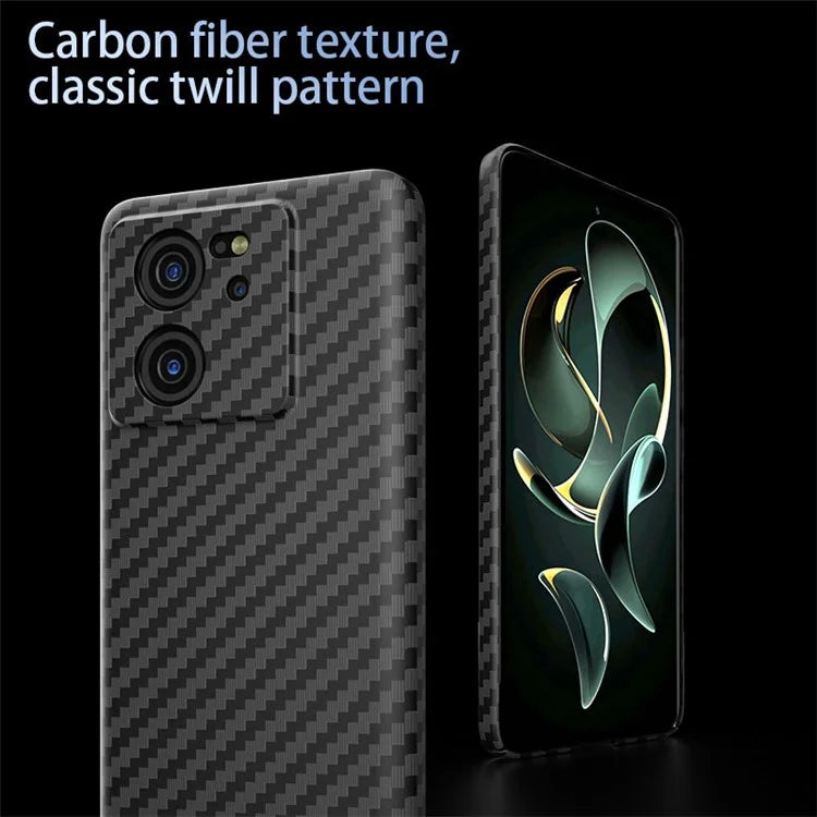 For Xiaomi 13T / 13T Pro Case Splicing Color Carbon Fiber Texture PC Cell Phone Cover+White