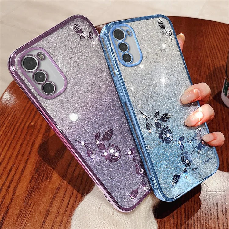 KADEM For Motorola Moto E32 4G / E32s 4G Case Rhinestone Glitter TPU Cover with Strap