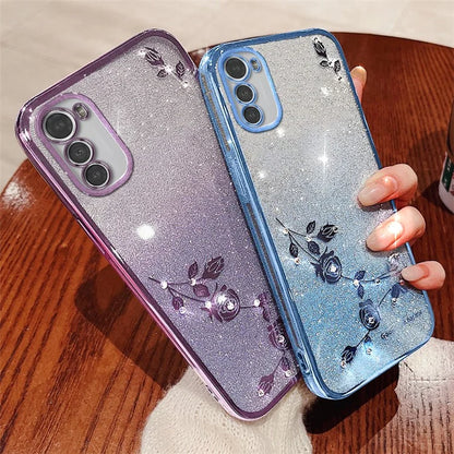 KADEM For Motorola Moto E32 4G / E32s 4G Case Rhinestone Glitter TPU Cover with Strap