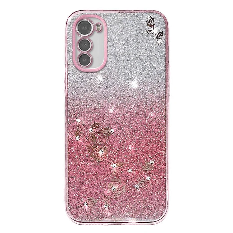 KADEM For Motorola Moto E32 4G / E32s 4G TPU Case Rhinestone Flower Phone Cover