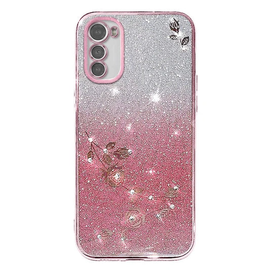 KADEM For Motorola Moto E32 4G / E32s 4G TPU Case Rhinestone Flower Phone Cover