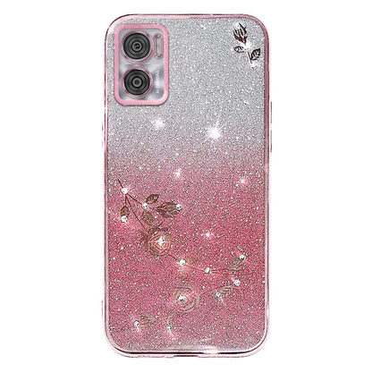KADEM For Motorola Moto E22 4G / E22i 4G Case Flower TPU Cover with Rhinestone Decor