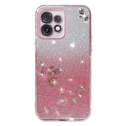KADEM For Motorola Edge+ (2023) Case Rhinestone Flower TPU Glitter Phone Cover