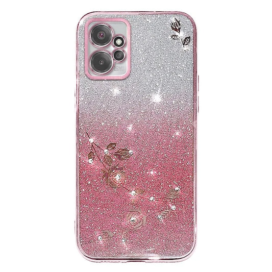 KADEM For Motorola Moto G Power 5G Case Rhinestone Flower Glitter Phone TPU Cover