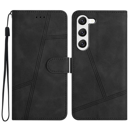 For Samsung Galaxy S24+ Case Lines Imprinted Skin-touch Leather Cover