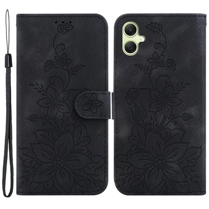 For Samsung Galaxy A05 4G Case Leather Wallet Lily Flower Imprint Phone Anti-drop Cover