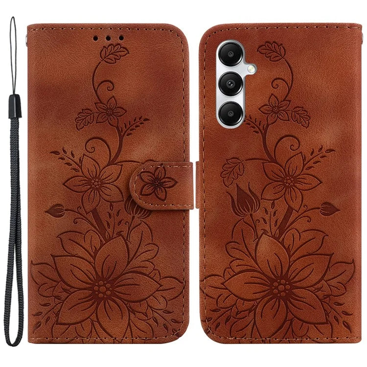 For Samsung Galaxy A05s 4G Case Flower Imprint Leather Wallet Mobile Phone Cover