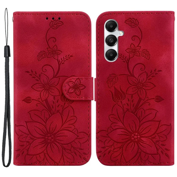 For Samsung Galaxy A05s 4G Case Flower Imprint Leather Wallet Mobile Phone Cover