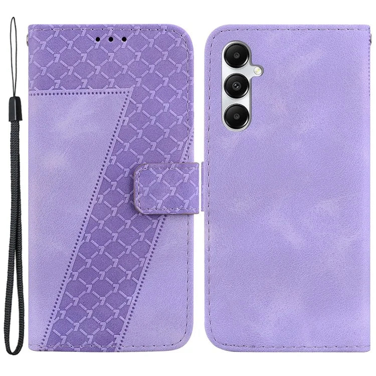 For Samsung Galaxy A05s 4G Case 7-Shape Imprint PU Leather Wallet Stand Phone Cover