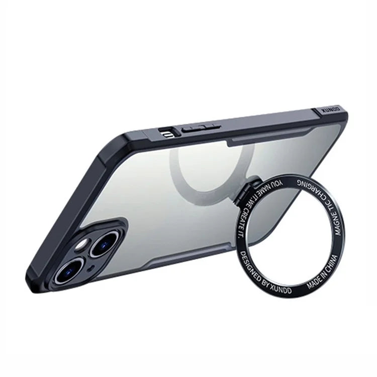 XUNDD For iPhone 15 Acrylic+TPU Magnetic Phone Shell Shockproof Kickstand Cover