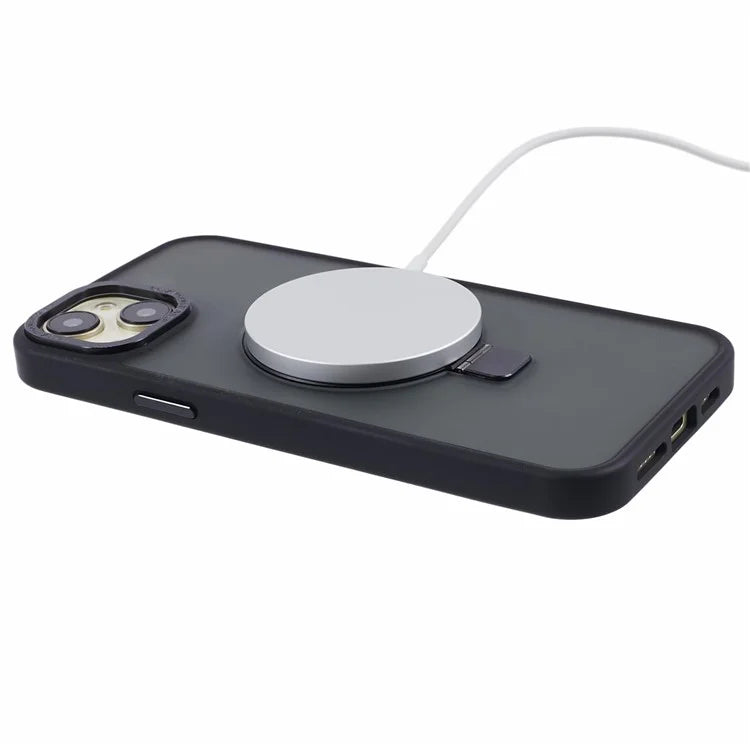 For iPhone 14 Plus Case Compatible with MagSafe Skin-Touch Kickstand TPU+PC Phone Shell