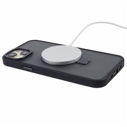 For iPhone 14 Plus Case Compatible with MagSafe Skin-Touch Kickstand TPU+PC Phone Shell