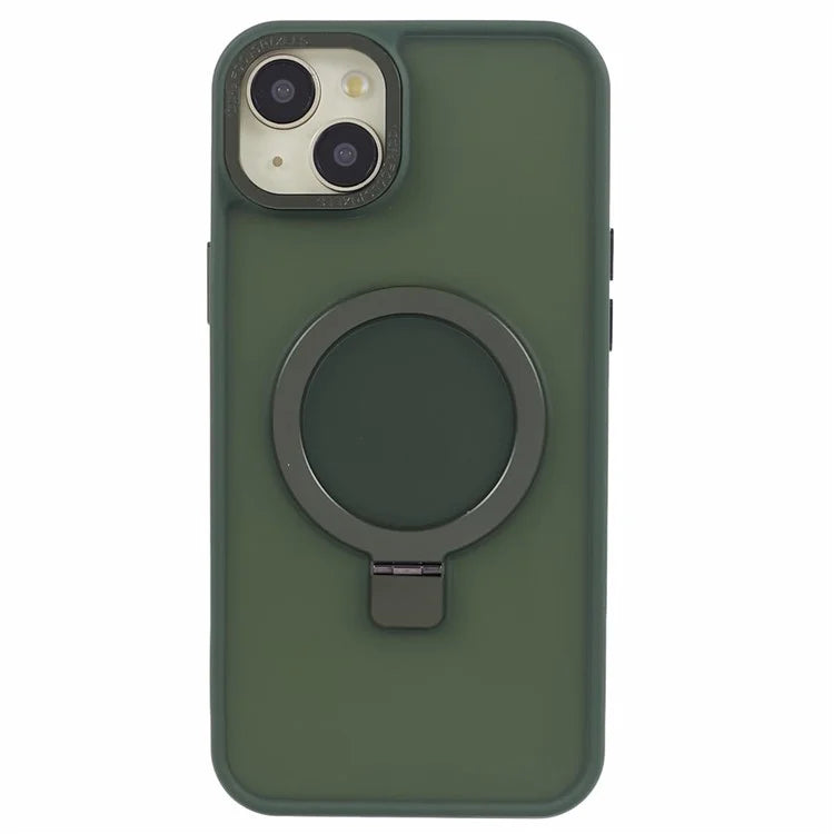 For iPhone 14 Plus Case Compatible with MagSafe Skin-Touch Kickstand TPU+PC Phone Shell