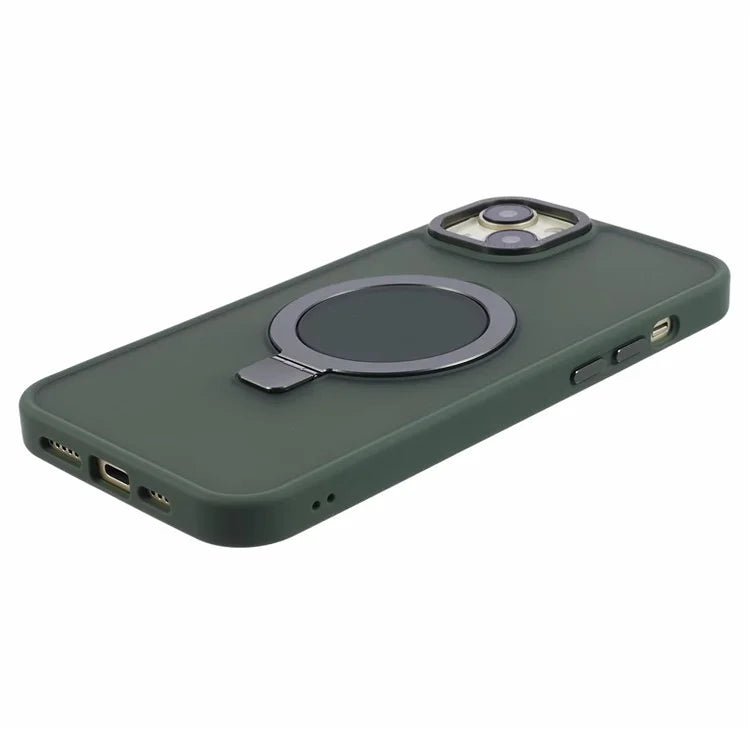 For iPhone 14 Plus Case Compatible with MagSafe Skin-Touch Kickstand TPU+PC Phone Shell