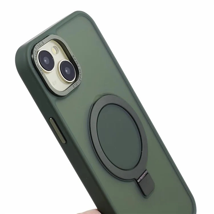 For iPhone 14 Plus Case Compatible with MagSafe Skin-Touch Kickstand TPU+PC Phone Shell