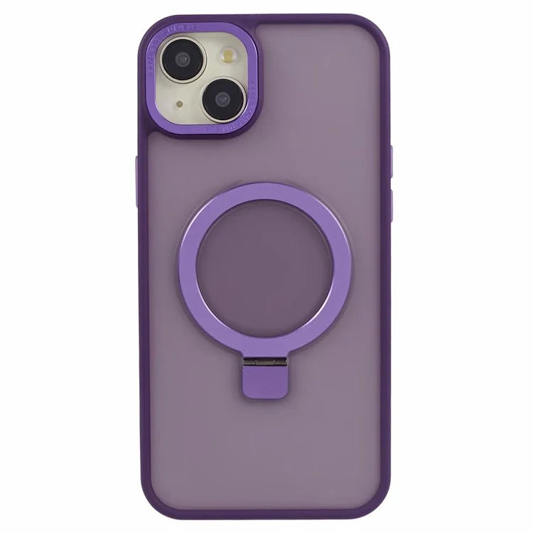 For iPhone 14 Plus Case Compatible with MagSafe Skin-Touch Kickstand TPU+PC Phone Shell