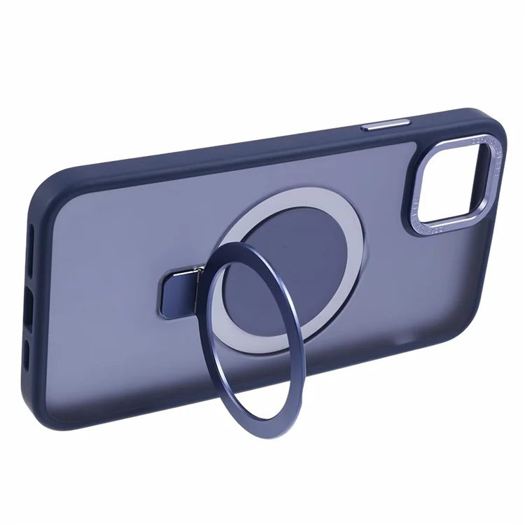 For iPhone 14 Plus Case Compatible with MagSafe Skin-Touch Kickstand TPU+PC Phone Shell