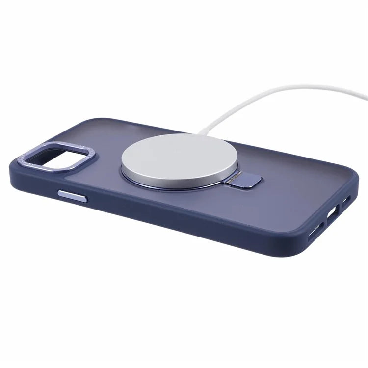 For iPhone 14 Plus Case Compatible with MagSafe Skin-Touch Kickstand TPU+PC Phone Shell