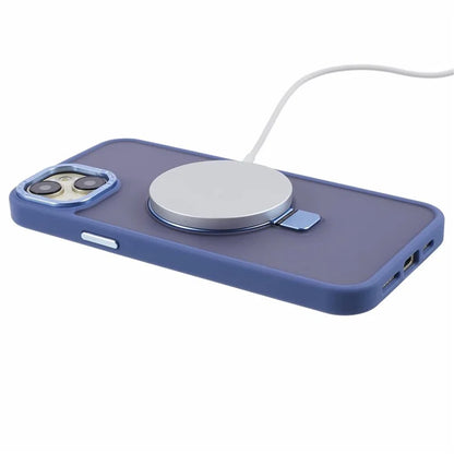 For iPhone 14 Plus Case Compatible with MagSafe Skin-Touch Kickstand TPU+PC Phone Shell