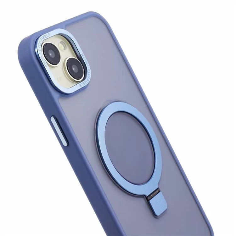 For iPhone 14 Plus Case Compatible with MagSafe Skin-Touch Kickstand TPU+PC Phone Shell