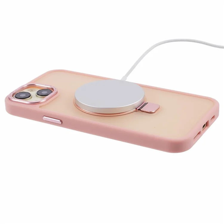 For iPhone 14 Plus Case Compatible with MagSafe Skin-Touch Kickstand TPU+PC Phone Shell