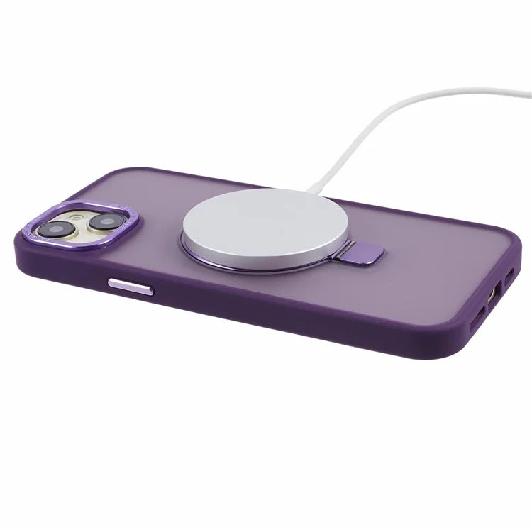For iPhone 13 6.1 inch Kickstand Case Skin-Touch TPU+PC Slim Phone Cover Compatible with MagSafe