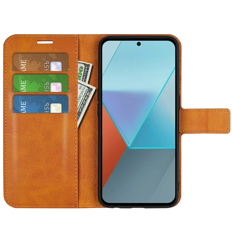 For Xiaomi Redmi Note 13 Pro 5G / Poco X6 5G Case Calf Texture PU Leather Phone Stand Cover