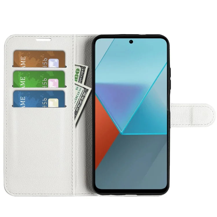 For Xiaomi Redmi Note 13 Pro 5G / Poco X6 5G Case Litchi Texture Leather Phone Shell with Stand