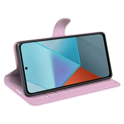 For Xiaomi Redmi Note 13 Pro 5G / Poco X6 5G Case Litchi Texture Leather Phone Shell with Stand