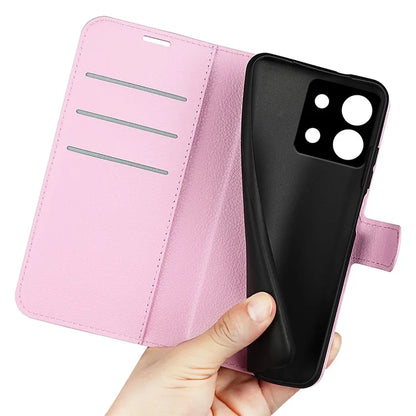 For Xiaomi Redmi Note 13 Pro 5G / Poco X6 5G Case Litchi Texture Leather Phone Shell with Stand
