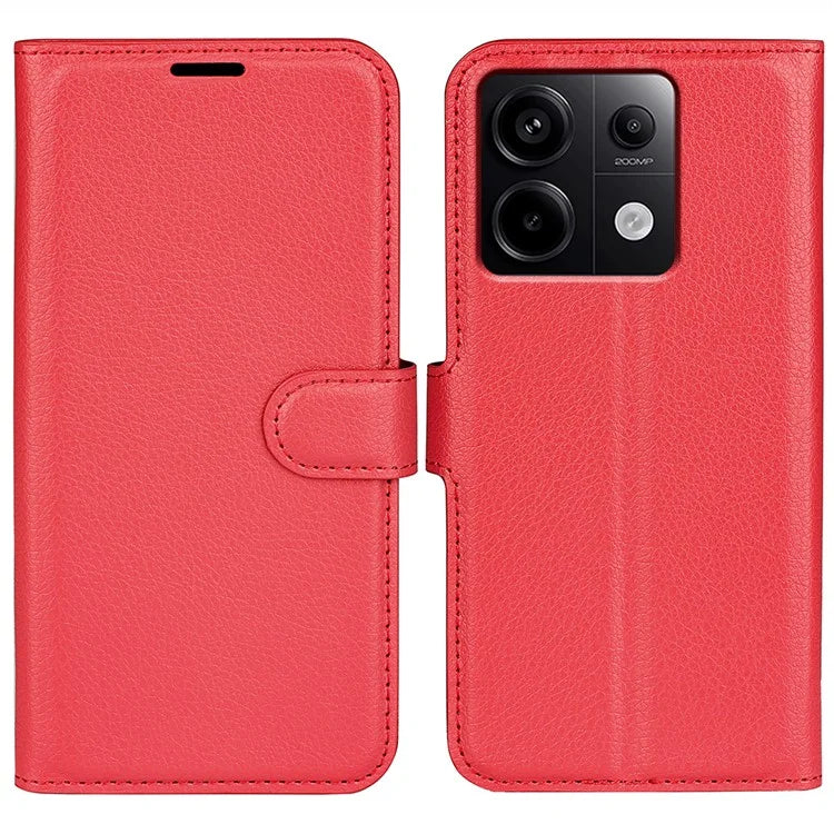 For Xiaomi Redmi Note 13 Pro 5G / Poco X6 5G Case Litchi Texture Leather Phone Shell with Stand