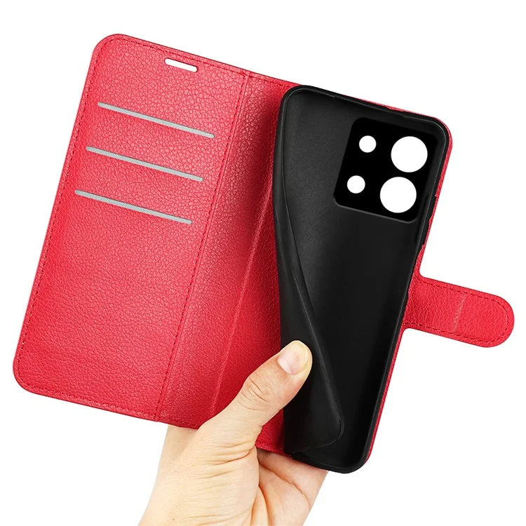 For Xiaomi Redmi Note 13 Pro 5G / Poco X6 5G Case Litchi Texture Leather Phone Shell with Stand