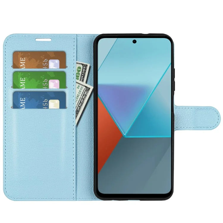 For Xiaomi Redmi Note 13 Pro 5G / Poco X6 5G Case Litchi Texture Leather Phone Shell with Stand