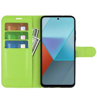 For Xiaomi Redmi Note 13 Pro 5G / Poco X6 5G Case Litchi Texture Leather Phone Shell with Stand