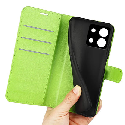 For Xiaomi Redmi Note 13 Pro 5G / Poco X6 5G Case Litchi Texture Leather Phone Shell with Stand