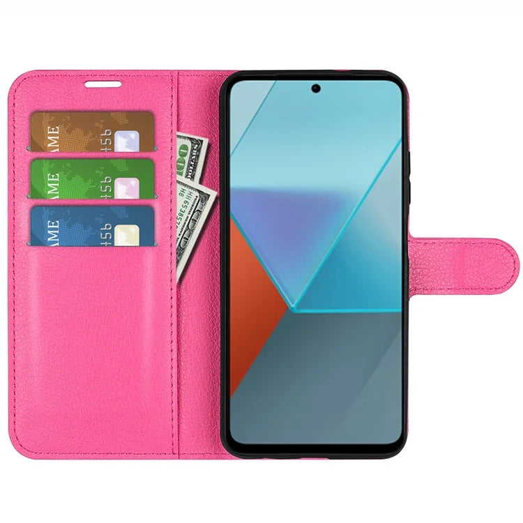 For Xiaomi Redmi Note 13 Pro 5G / Poco X6 5G Case Litchi Texture Leather Phone Shell with Stand