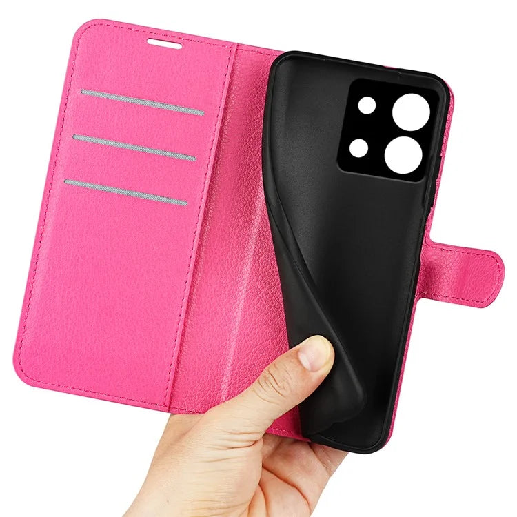 For Xiaomi Redmi Note 13 Pro 5G / Poco X6 5G Case Litchi Texture Leather Phone Shell with Stand