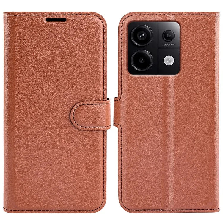 For Xiaomi Redmi Note 13 Pro 5G / Poco X6 5G Case Litchi Texture Leather Phone Shell with Stand