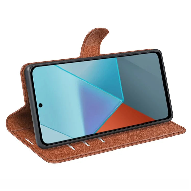 For Xiaomi Redmi Note 13 Pro 5G / Poco X6 5G Case Litchi Texture Leather Phone Shell with Stand