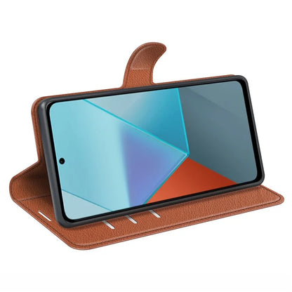 For Xiaomi Redmi Note 13 Pro 5G / Poco X6 5G Case Litchi Texture Leather Phone Shell with Stand