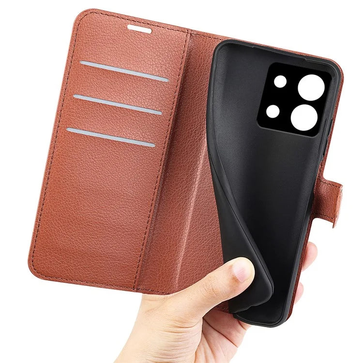 For Xiaomi Redmi Note 13 Pro 5G / Poco X6 5G Case Litchi Texture Leather Phone Shell with Stand
